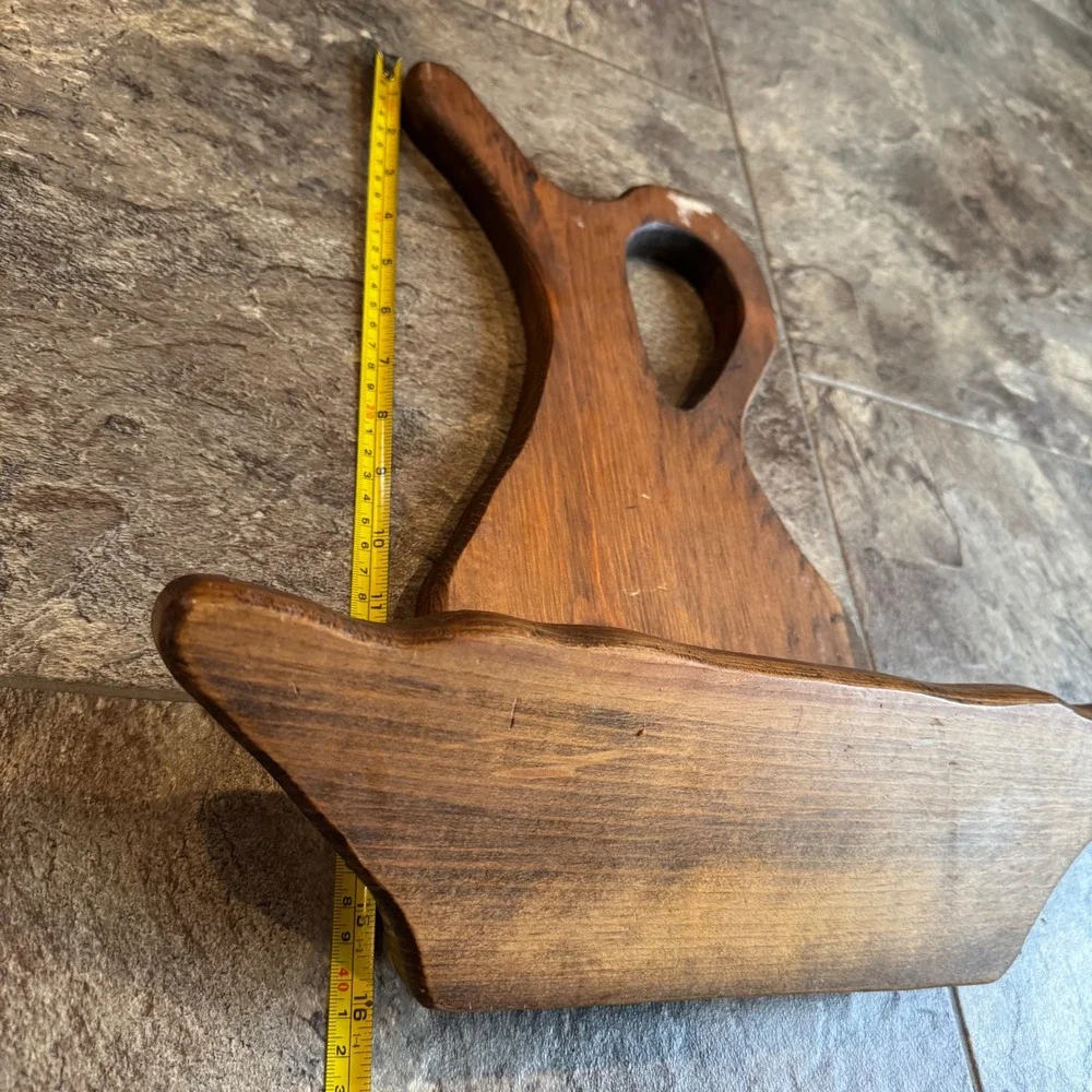 Vintage Cottagecore Farm Rustic‎ Primitive Wood Flower Pitcher Vase Wall Shelf